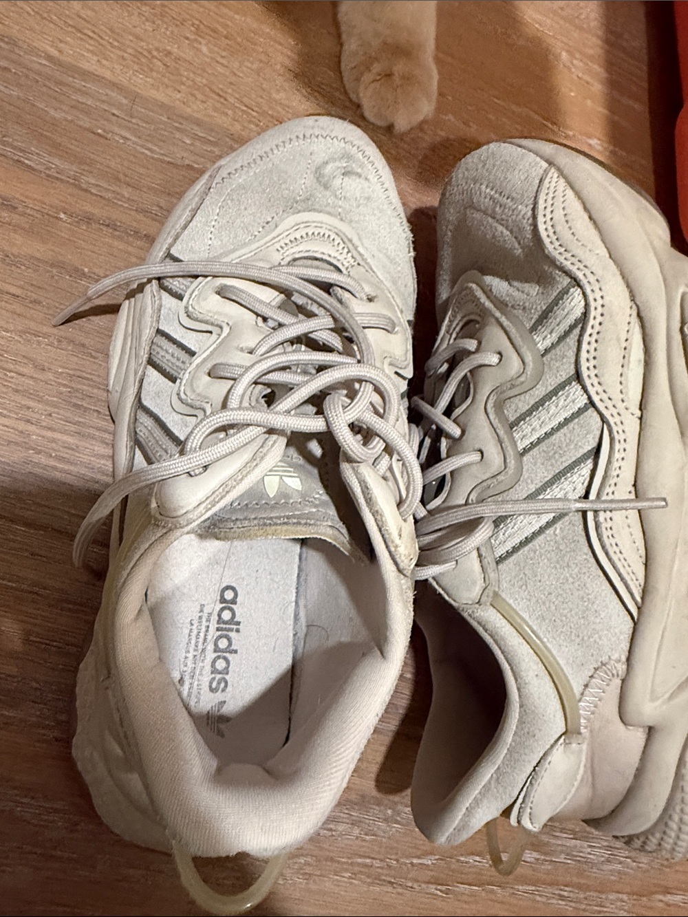 adidas originals ozweego Women’s Beige and Light Gray Suede Runner Sneakers
